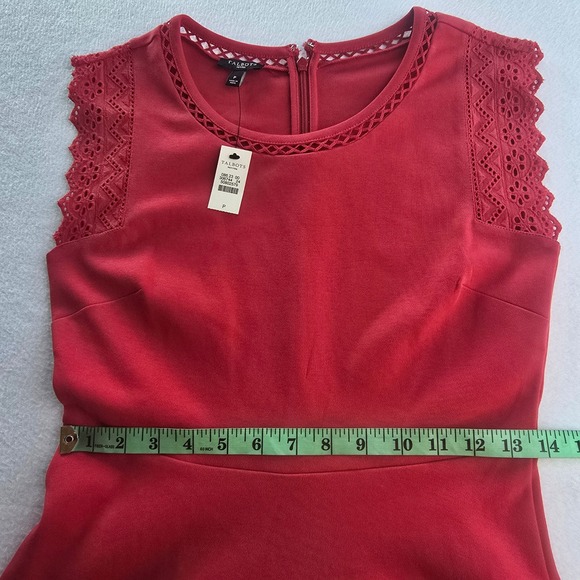 Talbots Petites NWT Red Cotton Eyelet Cap Sleeve Fit and Flare Dress Size P - XS - Picture 9 of 11